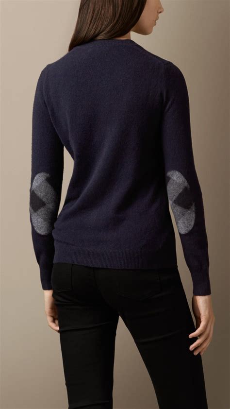 womens burberry elbow patch sweater|Burberry Check Elbow Patch Cashmere Sweater Women.